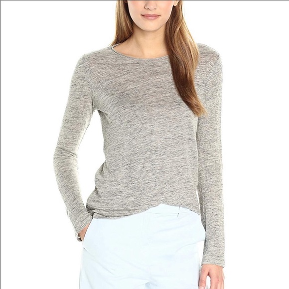 Theory M Linen Roll-Stitch Long Sleeve Basic Tee - Picture 8 of 8